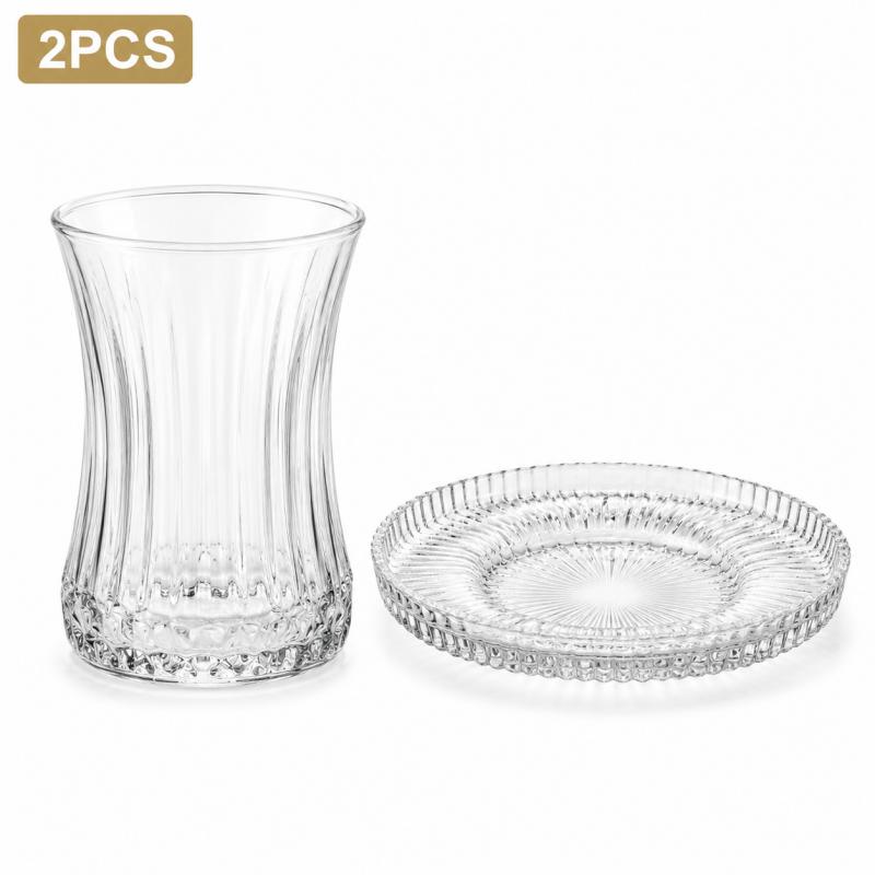 Espresso Shot Glass - طقم من قطعتين من أكواب وصحون